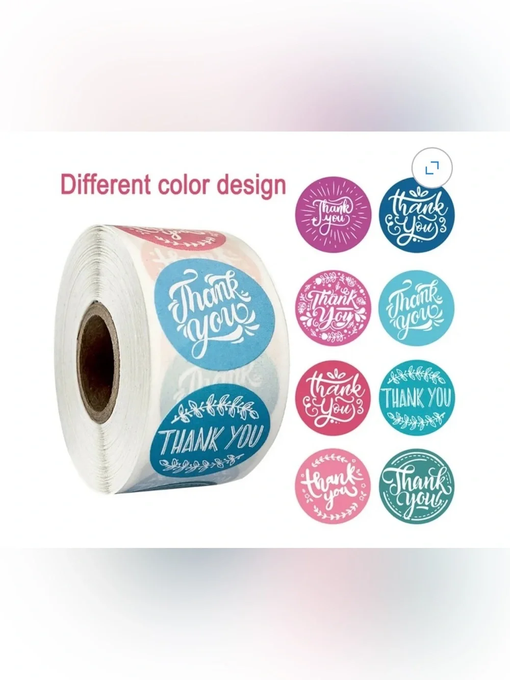 Thank You Stickers Roll 1.5 Inch Assorted Small Business Packaging